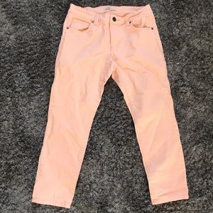 CAbi Peach Salmon Colored Jean Denim Capri Pants